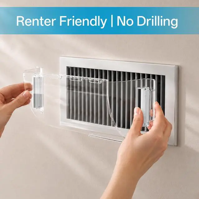 Alt view image 14 of 14 - Magnetic Air Vent Deflector 9"-15.5" for Metal Registers 2 Pack | Adjustable clear design for floor, wall and ceiling placement, heat and AC airflow control under furniture