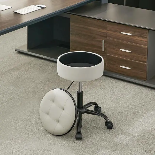 Alt view image 14 of 14 - Drafting Chair with Wheels (Chair & Small Table in One) (Adjustable Office Chair 20.67"-24.61"), Gray Stool for Desk with Storage