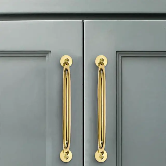 Alt view image 11 of 12 - 10 Pack 5 inch Hole Center Polished Brass Cabinet Pulls - Heavy Duty Solid Drawer Hardware Handles Kitchen Vanity Bathroom Handles