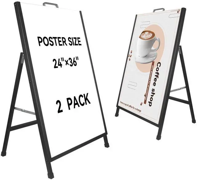 Alt view image 8 of 14 - Heavy-Duty A Frame Sidewalk Sign 24x36 Inch Sandwich Board,Outdoor Poster Stand Portable Folding Store Advertising Display Stand, Black 2 PackFrame Only