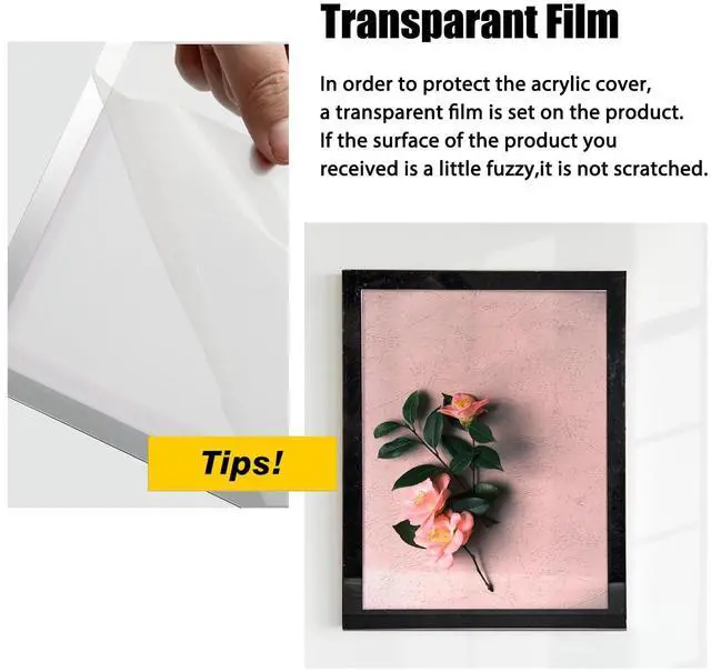 Alt view image 14 of 14 - Acrylic Magnetic Sign Holder, Easy-Opening 8.5 x 11 Wall Mount Display Frames, Self Adhesive Back Plastic Clear Document Frame, Horizontal & Vertical Display (Black, 12Pack)
