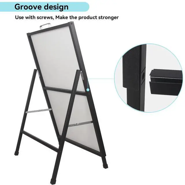 Alt view image 11 of 14 - Heavy-Duty A Frame Sidewalk Sign 24x36 Inch Sandwich Board,Outdoor Poster Stand Portable Folding Store Advertising Display Stand, Black 2 PackFrame Only
