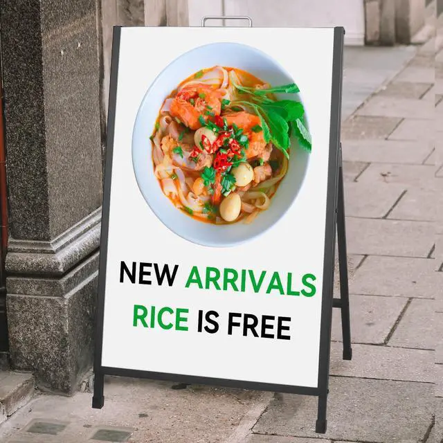 Alt view image 13 of 14 - Heavy-Duty A Frame Sidewalk Sign 24x36 Inch Sandwich Board,Outdoor Poster Stand Portable Folding Store Advertising Display Stand, Black 2 PackFrame Only