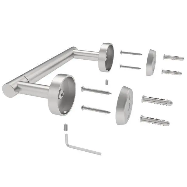 Alt view image 13 of 14 - Bathroom Toilet Paper Holder Wall Mount SUS304 Stainless Steel Double Post Pivoting Toilet Paper Roll Holder Wall Mounted for Bathroom RV Commercial Toilet Tissue Dispensers, Brushed Nickel