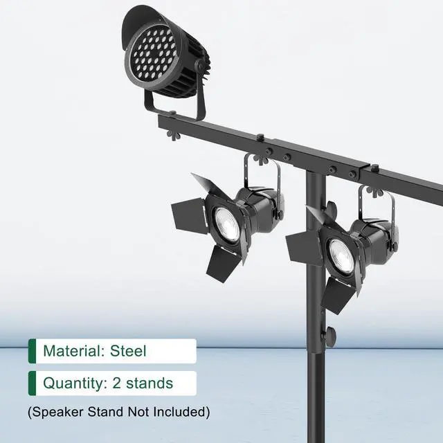 Alt view image 10 of 14 - DJ Light Stand T-Bar Cross Bar with Extended Pole Mount, Set of 2 | for Par Light Stage Stand Tripod, Lift by 10.6" Speaker Adapters