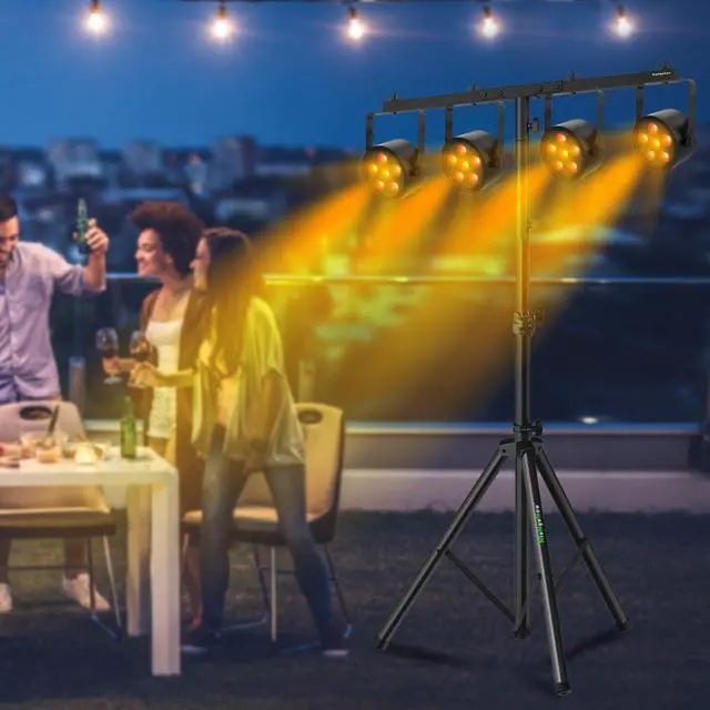 Alt view image 14 of 14 - DJ Light Stand T-Bar Cross Bar with Extended Pole Mount, Set of 2 | for Par Light Stage Stand Tripod, Lift by 10.6" Speaker Adapters