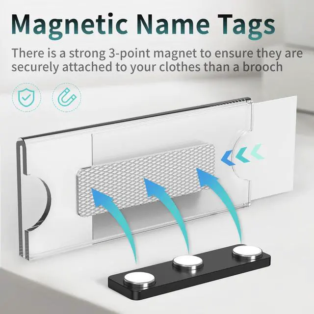 Alt view image 9 of 14 - Magnetic Name Tags Kit 50PCS, Reusable Name Tags Name Badge Holder 3x1.2 with Strong Magnets Blank Name Labels, Clear Acrylic Frame for Business Office School