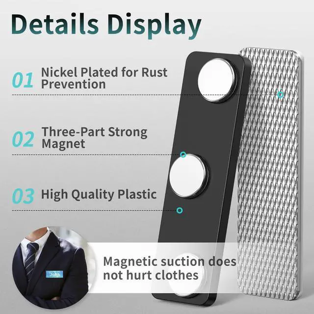 Alt view image 12 of 14 - Magnetic Name Tags Kit 50PCS, Reusable Name Tags Name Badge Holder 3x1.2 with Strong Magnets Blank Name Labels, Clear Acrylic Frame for Business Office School