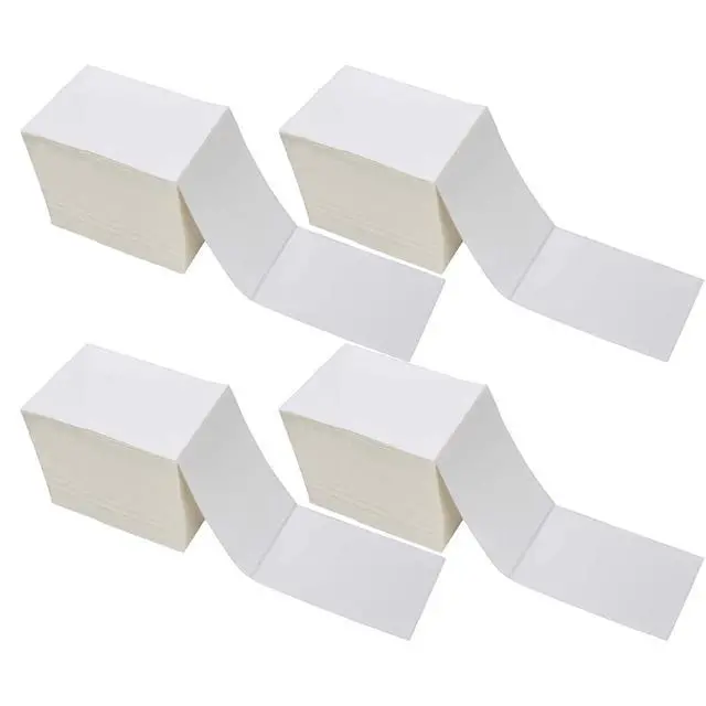 Alt view image 2 of 2 - 4x6 Fanfold Direct Thermal Labels - White Shipping Labels, Perforated, Mailing Postage Paper for Zebra, Rollo, MUNBYN, iDRPT Printers, Strong Adhesive - 4 Stacks, 4000 Labels