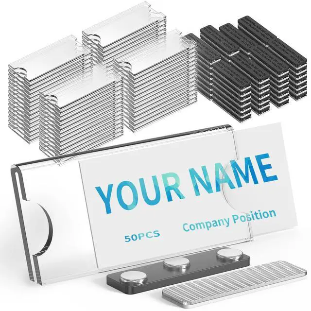 Alt view image 8 of 14 - Magnetic Name Tags Kit 50PCS, Reusable Name Tags Name Badge Holder 3x1.2 with Strong Magnets Blank Name Labels, Clear Acrylic Frame for Business Office School