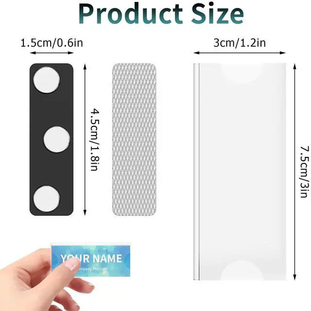 Alt view image 10 of 14 - Magnetic Name Tags Kit 50PCS, Reusable Name Tags Name Badge Holder 3x1.2 with Strong Magnets Blank Name Labels, Clear Acrylic Frame for Business Office School