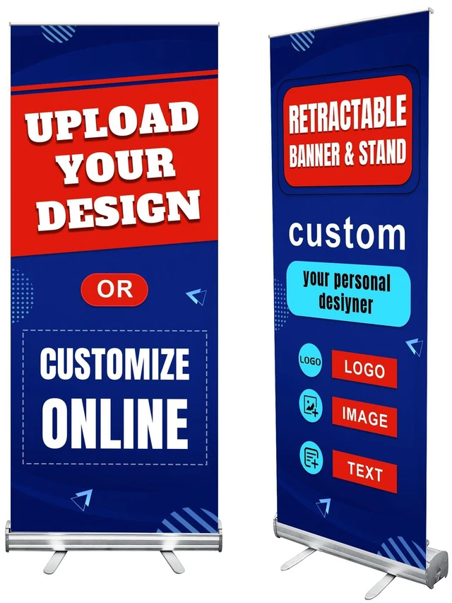 Alt view image 8 of 14 - Custom Retractable Banner with Aluminum Frame, Personalized Roll Up Banner, Full Color Pop Up Display Sign - For Events, Promotion, Advertising, 33"x81" (Design 1)