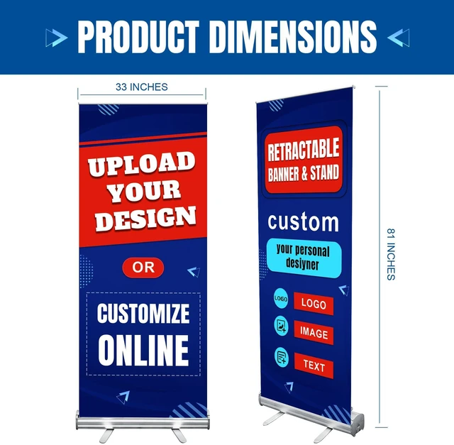 Alt view image 9 of 14 - Custom Retractable Banner with Aluminum Frame, Personalized Roll Up Banner, Full Color Pop Up Display Sign - For Events, Promotion, Advertising, 33"x81" (Design 1)