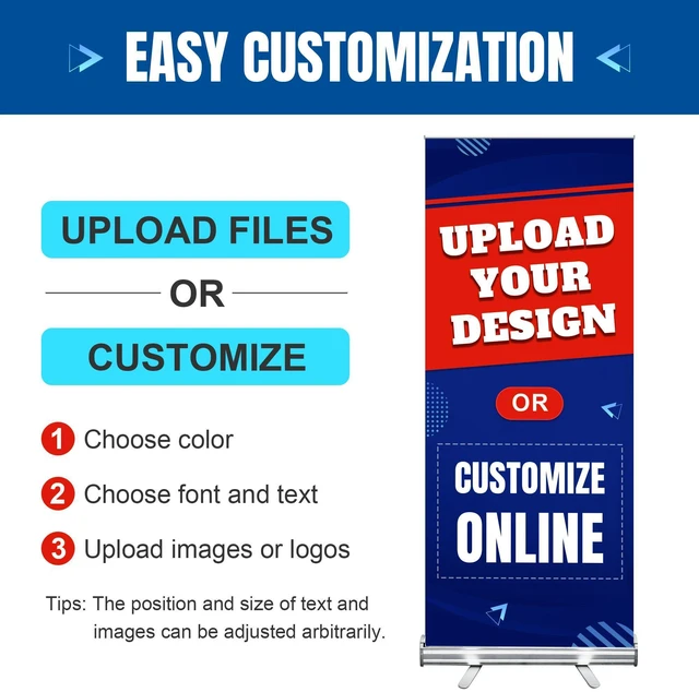 Alt view image 10 of 14 - Custom Retractable Banner with Aluminum Frame, Personalized Roll Up Banner, Full Color Pop Up Display Sign - For Events, Promotion, Advertising, 33"x81" (Design 1)