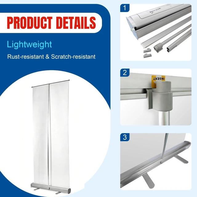 Alt view image 11 of 14 - Custom Retractable Banner with Aluminum Frame, Personalized Roll Up Banner, Full Color Pop Up Display Sign - For Events, Promotion, Advertising, 33"x81" (Design 1)