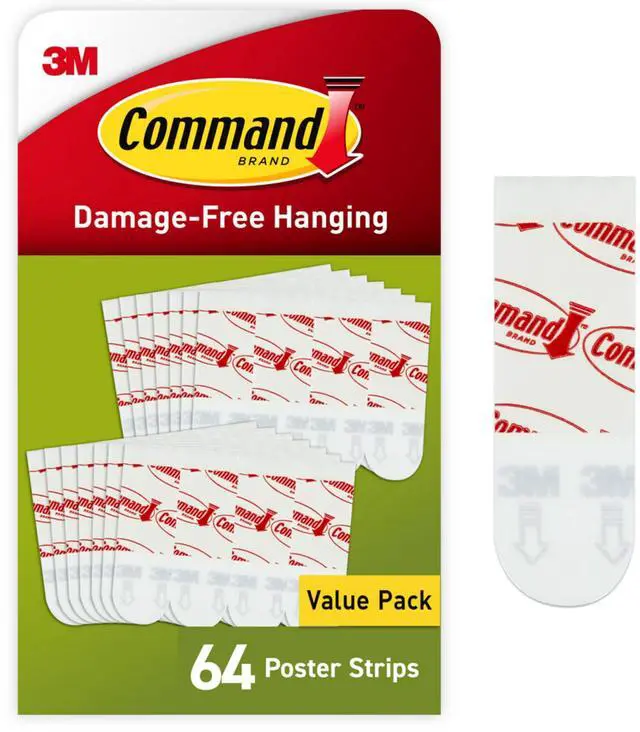 Alt view image 8 of 14 - Poster Hanging Strips, Small, White, Indoor Use, 64-Strips, Decorate Damage-Free