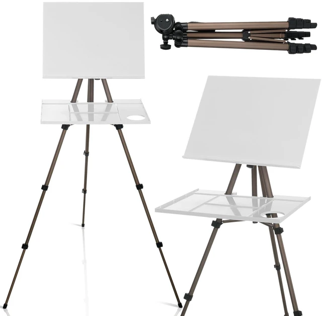 Alt view image 8 of 14 - 17-65 Inch Artist Watercolor Portable Easel with Sturdy Tripod Adjustable Aluminum Metal Easel Stand with Tray Lightweight Travel Easel for Painting Canvas Kids Adults Tabletop Floor Display