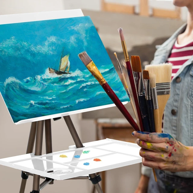 Alt view image 14 of 14 - 17-65 Inch Artist Watercolor Portable Easel with Sturdy Tripod Adjustable Aluminum Metal Easel Stand with Tray Lightweight Travel Easel for Painting Canvas Kids Adults Tabletop Floor Display