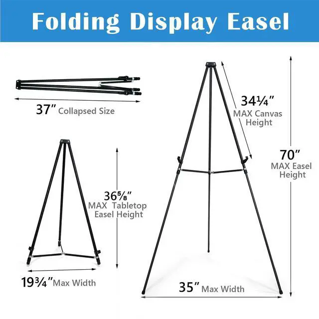 Alt view image 8 of 12 - 70" Adjustable Aluminum Display Easel Stand, Holds 20 lbs | Versatile Tripod Easel for Artistic Presentations, Lightweight and Sturdy for Art Shows, Exhibitions, and Studios,2 Pack