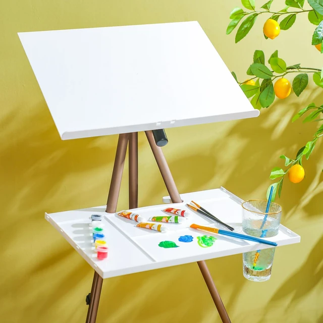 Alt view image 11 of 14 - 17-65 Inch Artist Watercolor Portable Easel with Sturdy Tripod Adjustable Aluminum Metal Easel Stand with Tray Lightweight Travel Easel for Painting Canvas Kids Adults Tabletop Floor Display