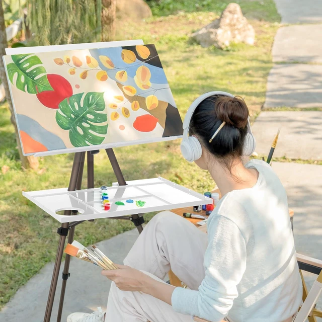 Alt view image 13 of 14 - 17-65 Inch Artist Watercolor Portable Easel with Sturdy Tripod Adjustable Aluminum Metal Easel Stand with Tray Lightweight Travel Easel for Painting Canvas Kids Adults Tabletop Floor Display