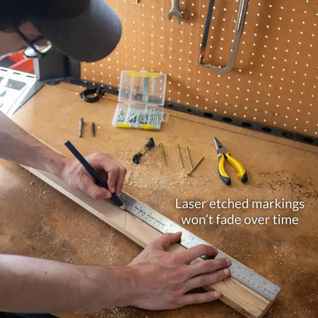 Alt view image 12 of 14 - WA Portman Metal Ruler 36'', Metric Edge Corkback Stainless Steel Ruler | Cork Backing Metal Ruler with Non-Slip Flexible Stainless Steel Straight Edge Metric Construction Ruler for DIY Art & Crafts