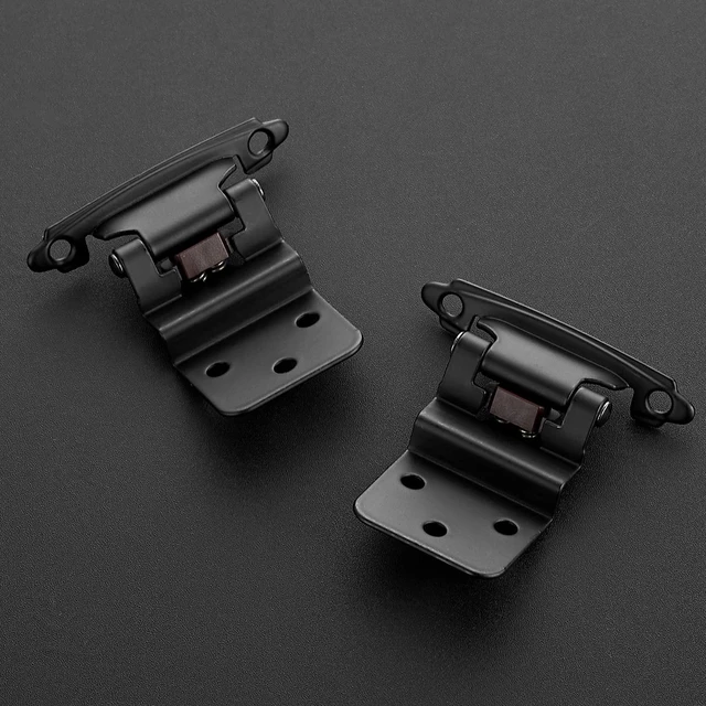 Alt view image 9 of 14 - 3/8" Inset Matte Black Cabinet Hinges 60 Pack (30 Pairs) | Self-Closing Design, Face Frame Door Fit, Door Bumpers Included, Decorative Cabinet Hardware, for Kitchen Bathroom Furniture