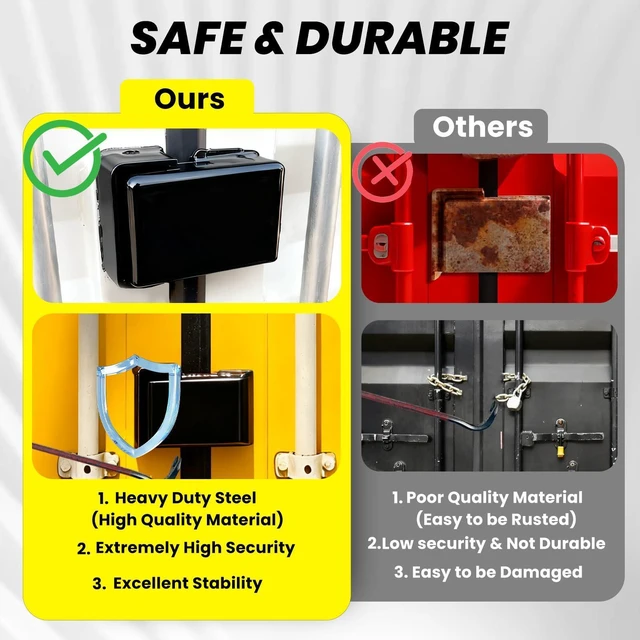 Alt view image 10 of 14 - Shipping Container Lock Box, Black | Heavy Duty, Bolt-on Security, Includes Padlock & 5 Keys, Protection Device