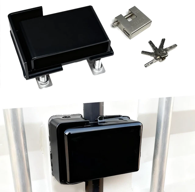 Alt view image 8 of 14 - Shipping Container Lock Box, Black | Heavy Duty, Bolt-on Security, Includes Padlock & 5 Keys, Protection Device