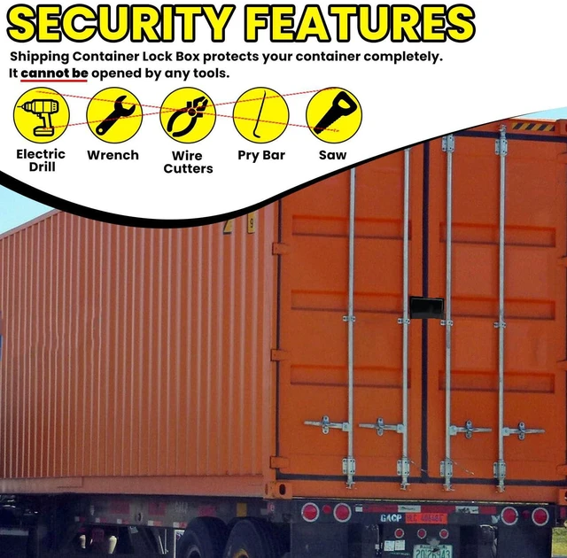 Alt view image 12 of 14 - Shipping Container Lock Box, Black | Heavy Duty, Bolt-on Security, Includes Padlock & 5 Keys, Protection Device