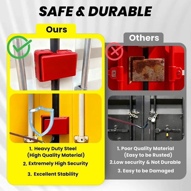 Alt view image 10 of 14 - Shipping Container Lock Box, Red | Heavy Duty, Bolt-on Security, Includes Padlock & 5 Keys, Protection Device