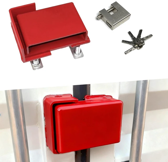 Alt view image 8 of 14 - Shipping Container Lock Box, Red | Heavy Duty, Bolt-on Security, Includes Padlock & 5 Keys, Protection Device