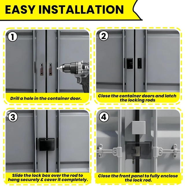 Alt view image 14 of 14 - Shipping Container Lock Box, Black | Heavy Duty, Bolt-on Security, Includes Padlock & 5 Keys, Protection Device