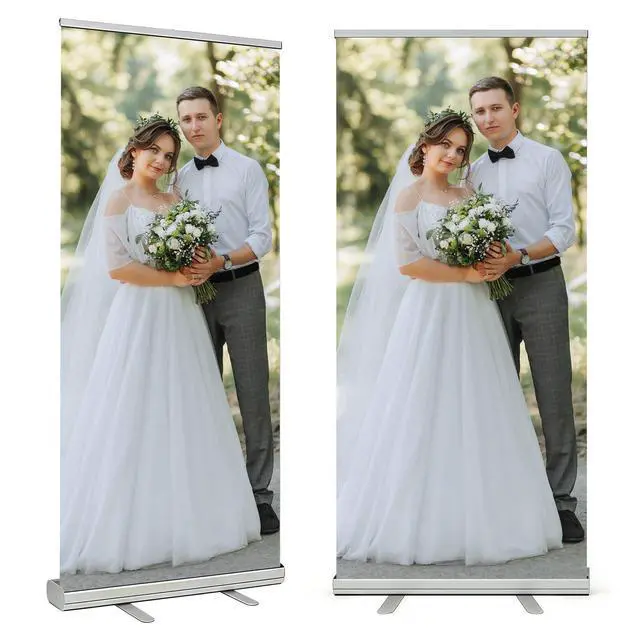 Alt view image 8 of 14 - Custom Retractable Banner with Aluminum Silver Stand, Frame Portable with Travel Bag for Business Advertising, Wedding Events, Indoor,Outdoor (Design 2)