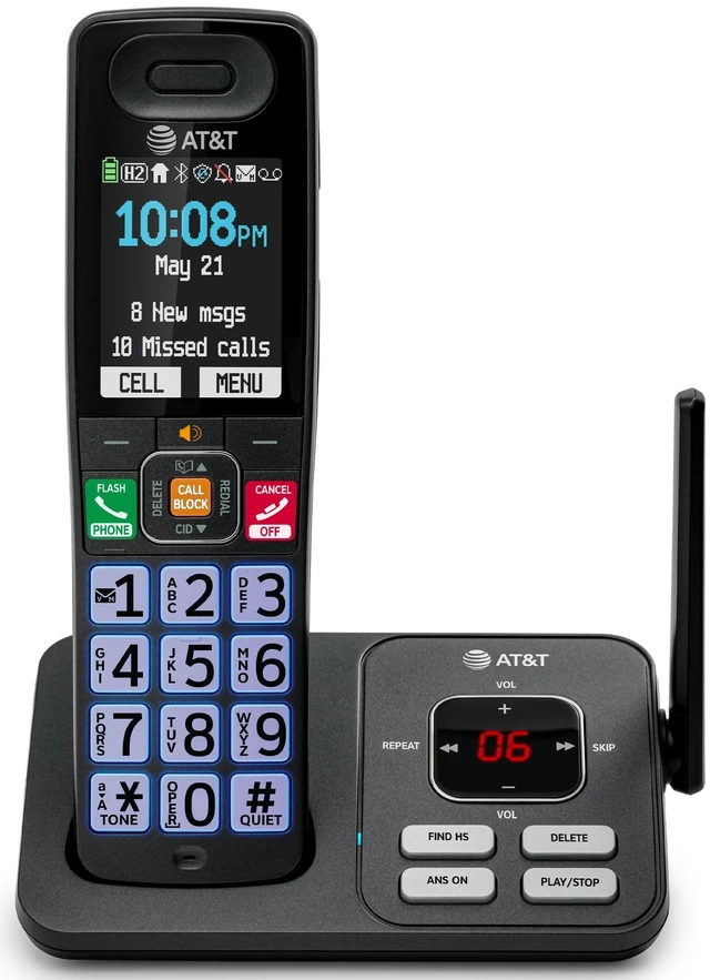 Alt view image 8 of 14 - DECT 6.0 Cordless Phone Smart Call Blocker, Bluetooth Connect to Cell, Answering Machine, 2.4" Color Display, Big Buttons | BL108