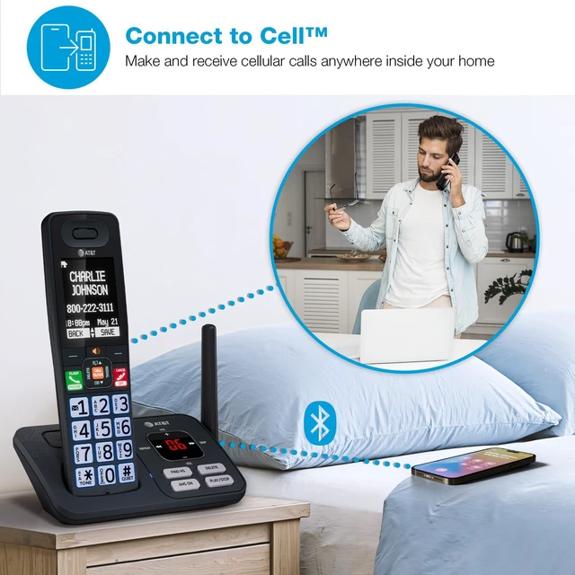 Alt view image 10 of 14 - DECT 6.0 Cordless Phone Smart Call Blocker, Bluetooth Connect to Cell, Answering Machine, 2.4" Color Display, Big Buttons | BL108