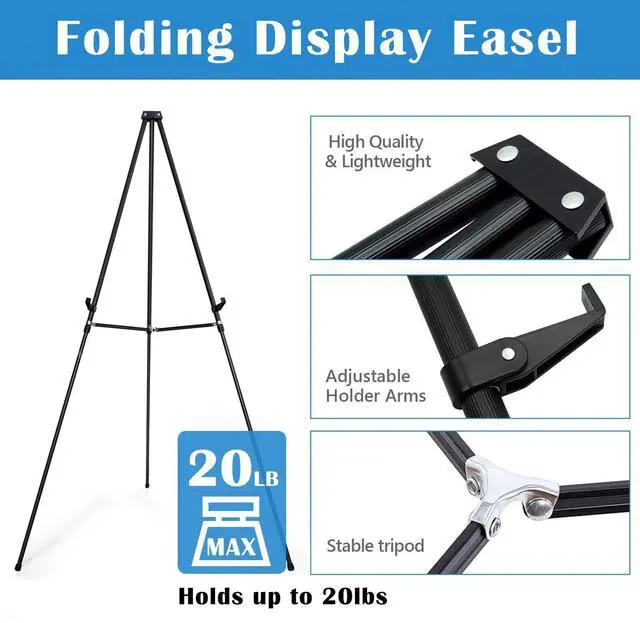 Alt view image 10 of 12 - 70" Adjustable Aluminum Display Easel Stand, Holds 20 lbs | Versatile Tripod Easel for Artistic Presentations, Lightweight and Sturdy for Art Shows, Exhibitions, and Studios,2 Pack