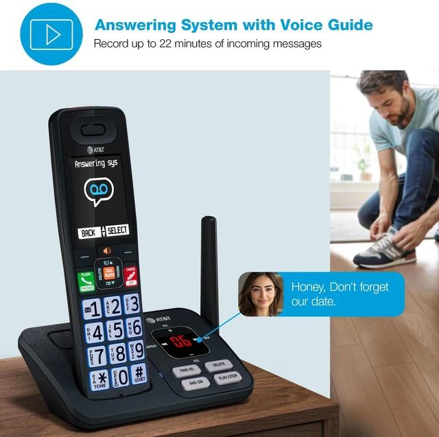 Alt view image 14 of 14 - DECT 6.0 Cordless Phone Smart Call Blocker, Bluetooth Connect to Cell, Answering Machine, 2.4" Color Display, Big Buttons | BL108