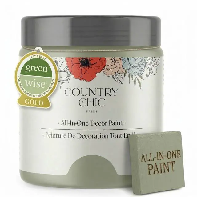 Alt view image 8 of 14 - Country Chic All-in-One Chalk Paint for Furniture, Cabinets, Home Decor, Eco-Friendly, Matte Finish, Built-In Primer & Top Coat for Wood, Metal - Sage Advice (Sage Green) - Pint 16 oz (475 ml)