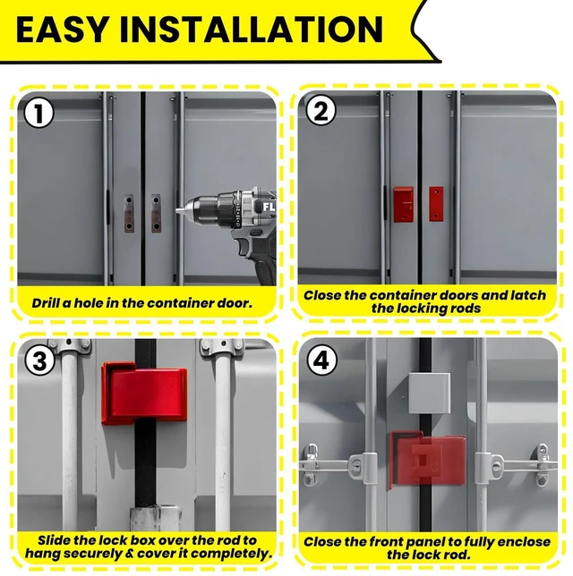 Alt view image 14 of 14 - Shipping Container Lock Box, Red | Heavy Duty, Bolt-on Security, Includes Padlock & 5 Keys, Protection Device