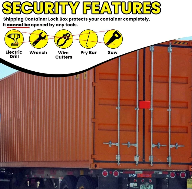 Alt view image 12 of 14 - Shipping Container Lock Box, Red | Heavy Duty, Bolt-on Security, Includes Padlock & 5 Keys, Protection Device