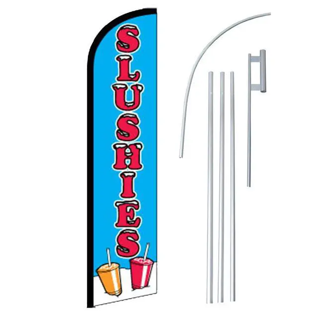 Alt view image 2 of 2 - Slushies 12-foot SUPER Swooper (Windless) Feather Flag With Heavy-Duty Anodized Aluminum 15-foot Pole and Ground Spike