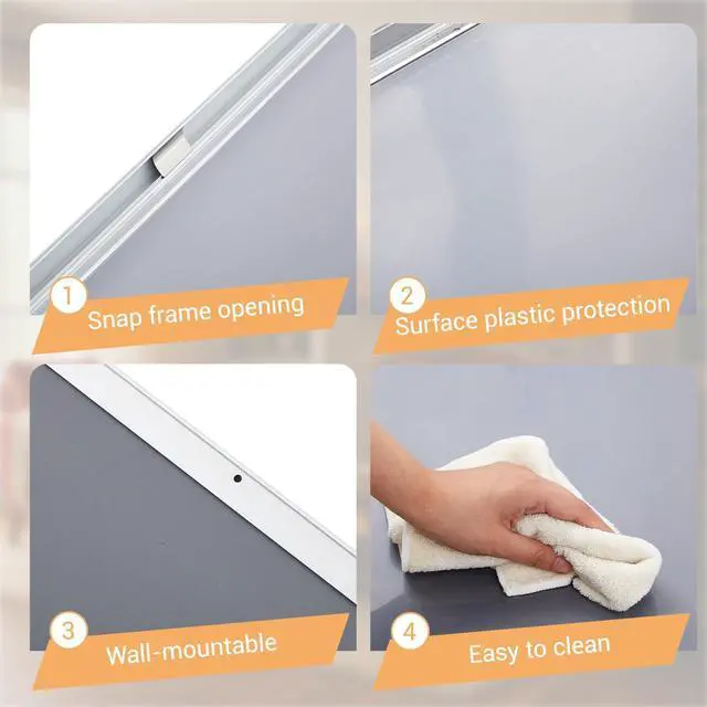 Alt view image 10 of 12 - Silver Snap Poster Frame 40 x 24 Inch Heavy Duty Aluminum with Clear Gloss Overlay with Mounting Hardware Includes 4 Mounting Screws and Drywall Anchors