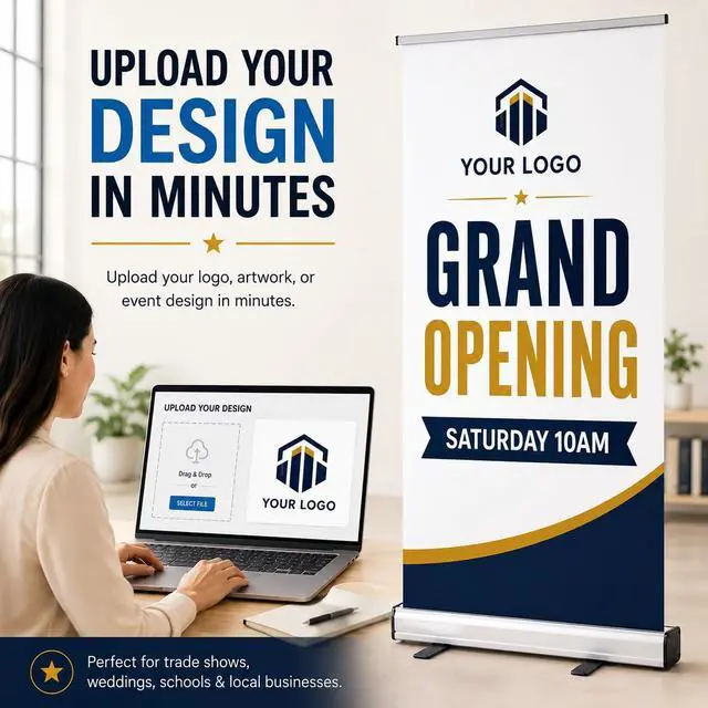 Alt view image 9 of 14 - Retractable Banner Stand Base 33.5x80, Portable Aluminum Roll Up Banner Display Stand with Support Pole & Carry Bag for Trade Shows, Events & Business Displays, Stand Only