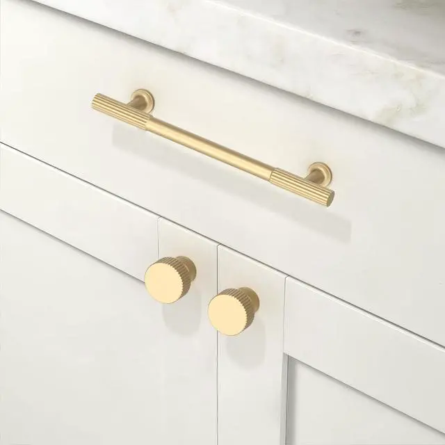 Alt view image 9 of 12 - 10 Pack Brushed Gold Cabinet Pulls 5 Inch(128mm) Kitchen Cabinet Handles Cabinet Hardware for Drawer Pulls