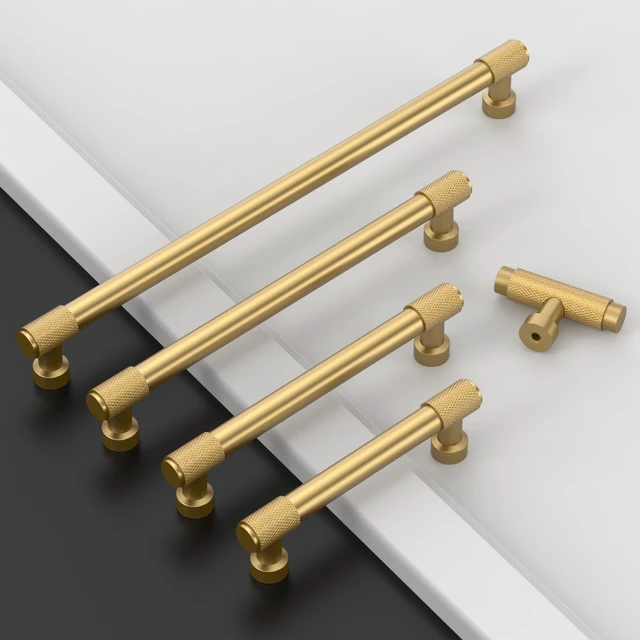 Alt view image 10 of 14 - 10 Pack Champagne Bronze Knurled Cabinet Pulls 5 Inch(128mm) Hole Center Kitchen Cabinet Handles Drawer Pulls Cabinet Hardware ZH034