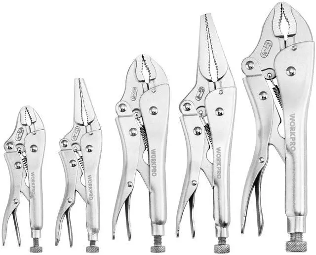 Alt view image 8 of 14 - 5-Piece Locking Pliers Set, Vice Grips with Chrome-vanadium Steel | 5/7/10 inch Curved Jaw Pliers, 6.5/9 inch Long Nose Pliers