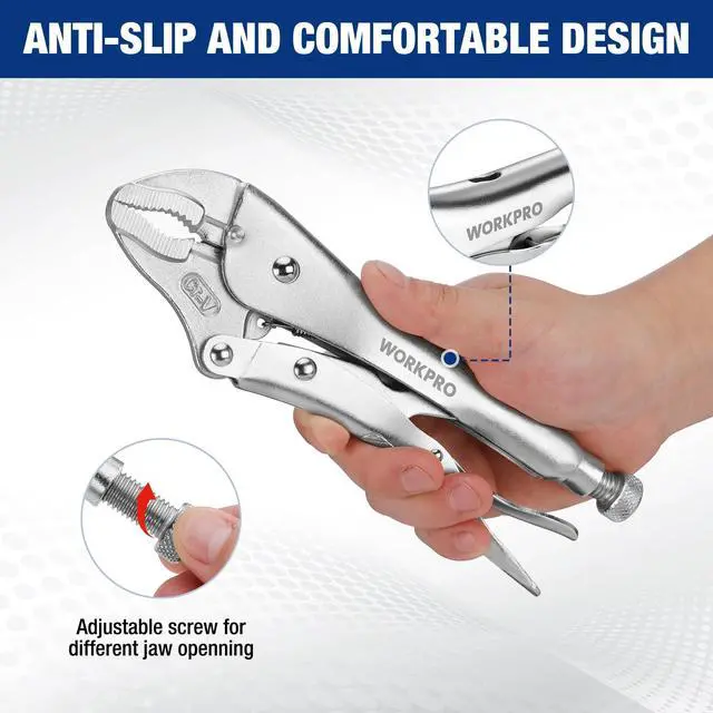 Alt view image 11 of 14 - 5-Piece Locking Pliers Set, Vice Grips with Chrome-vanadium Steel | 5/7/10 inch Curved Jaw Pliers, 6.5/9 inch Long Nose Pliers