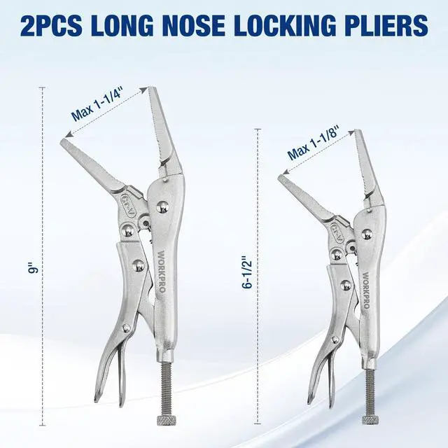 Alt view image 14 of 14 - 5-Piece Locking Pliers Set, Vice Grips with Chrome-vanadium Steel | 5/7/10 inch Curved Jaw Pliers, 6.5/9 inch Long Nose Pliers