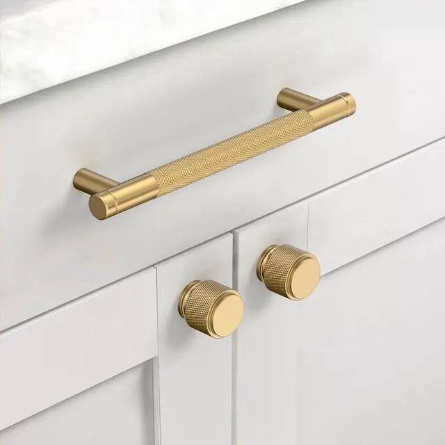 Alt view image 10 of 14 - 10 Pack 5 Inch(128mm) Champagne Bronze Cabinet Pulls Knurled Cabinet Handles Cupboard Handles Kitchen Cabinet Hardware for Cupboard Drawer Pulls